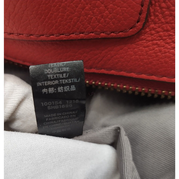 Fossil Red Leather Double Handles Zipper Closure Tote Shoulder Bag - Picture 16 of 16